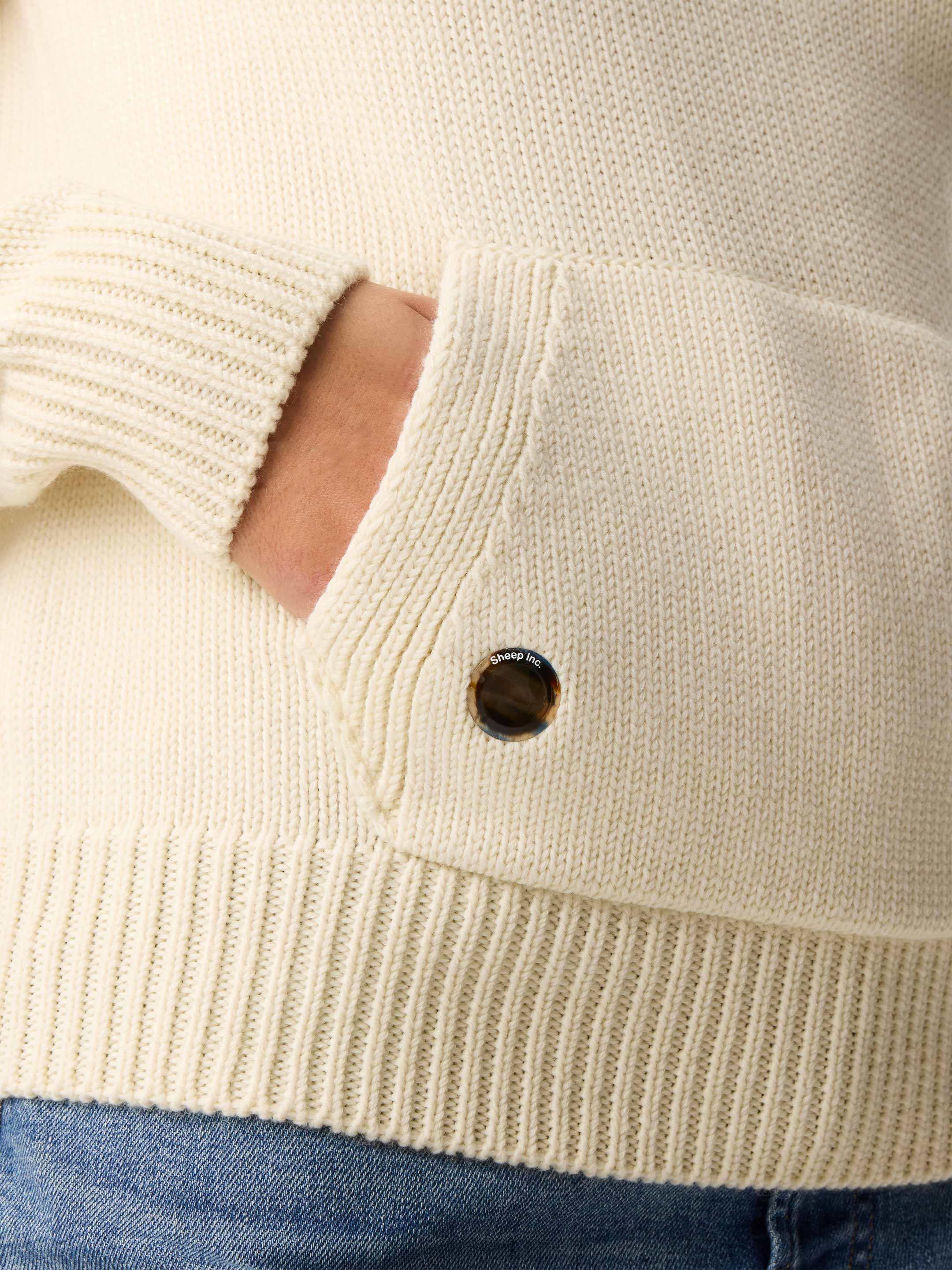The Chunky Knit Hoodie - Raw White - Image 6