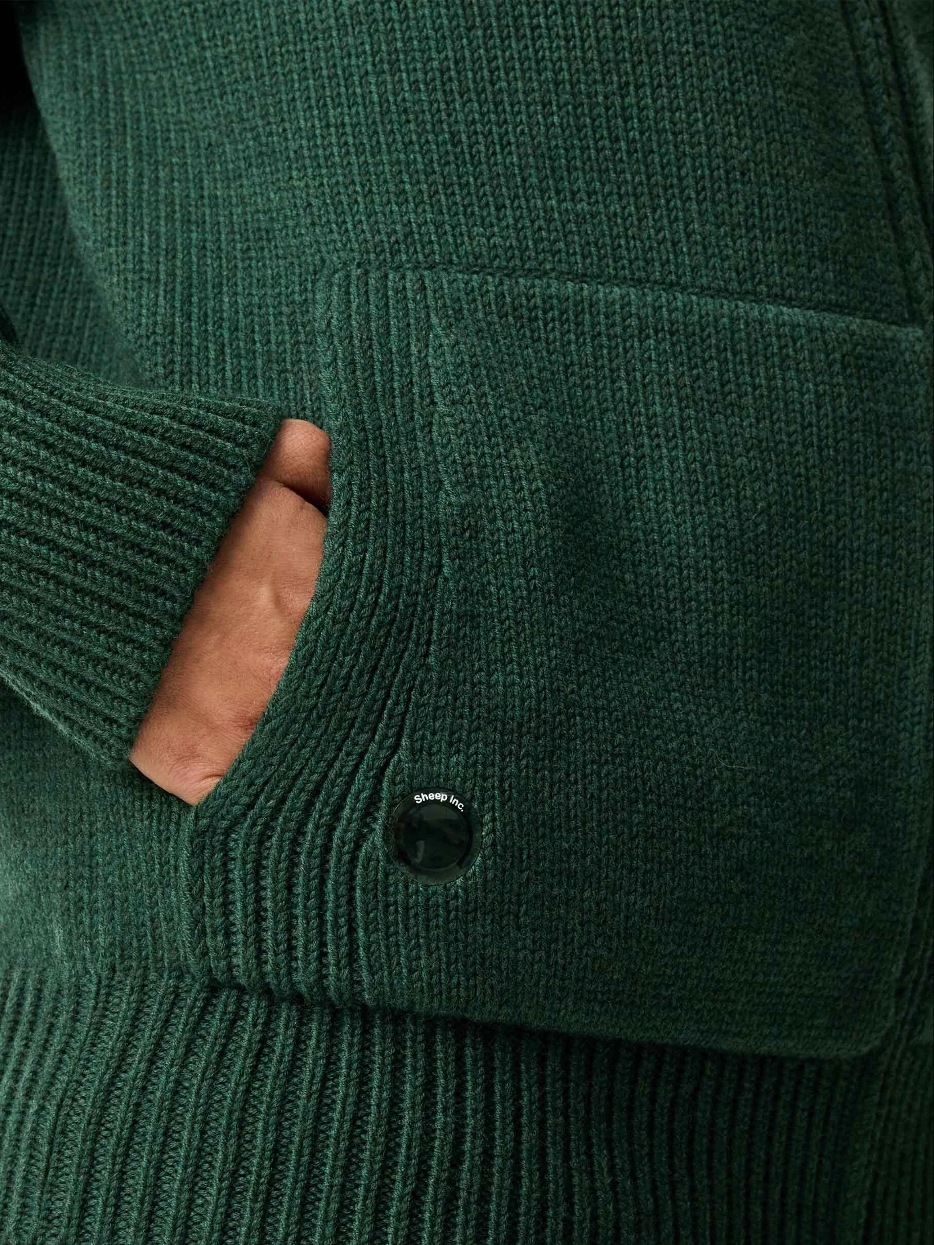 The Chunky Knit Zip Hoodie - Emerald Green - Image 4