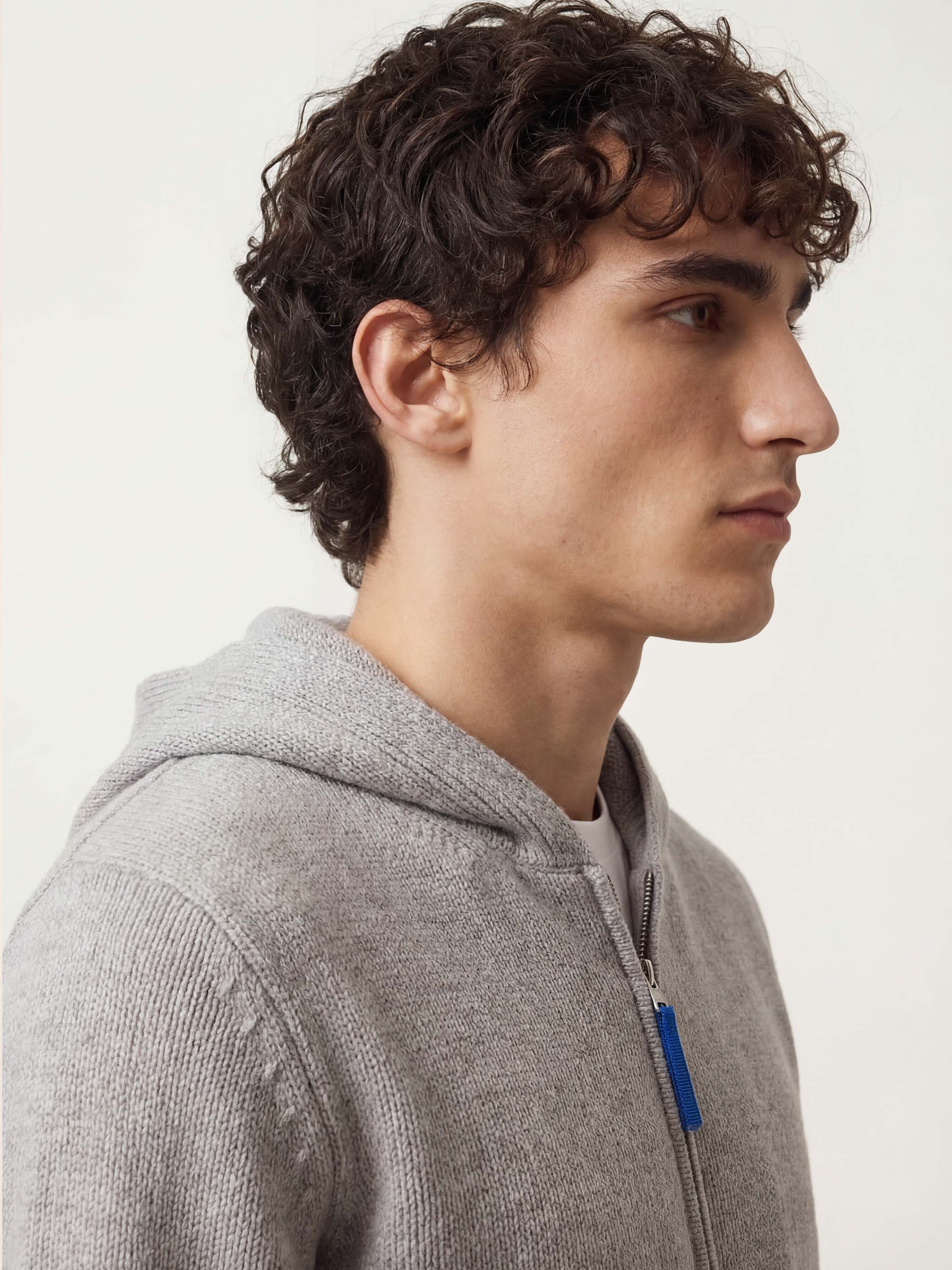 The Chunky Knit Zip Hoodie - Moon Grey - Image 6