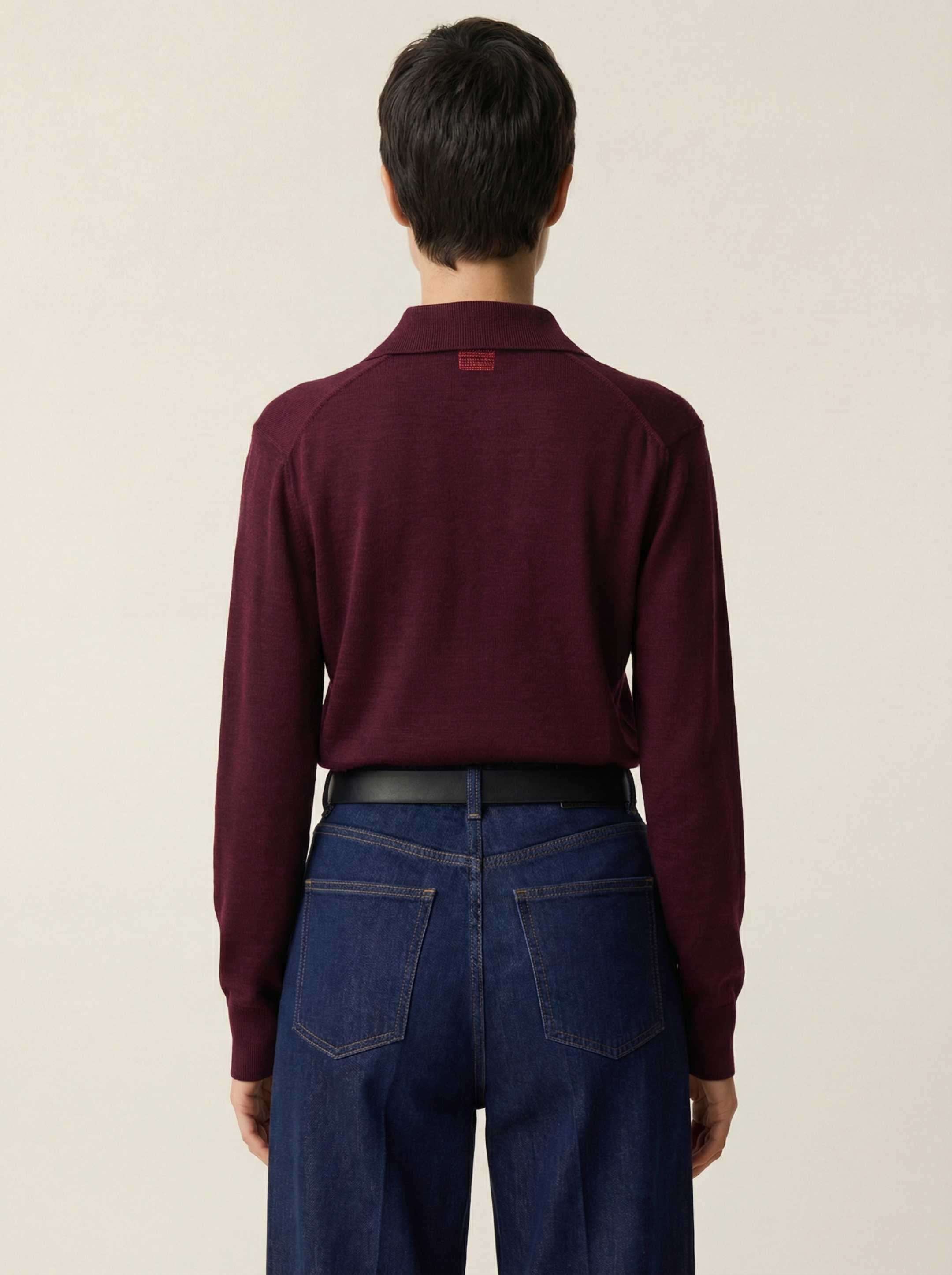The Everyday Long Sleeve Polo Shirt - Konini Burgundy - Image 6