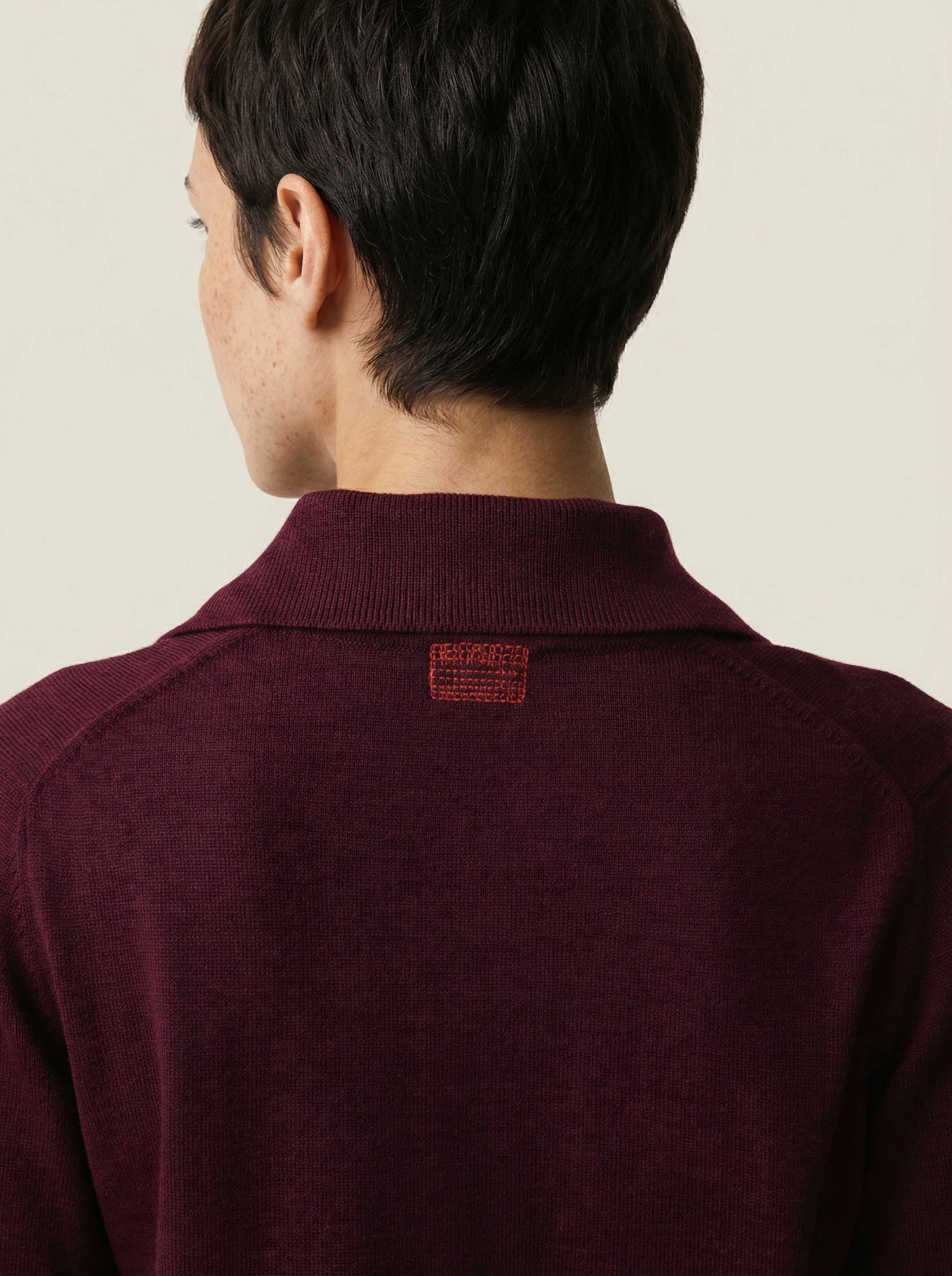 The Everyday Long Sleeve Polo Shirt - Konini Burgundy - Image 7