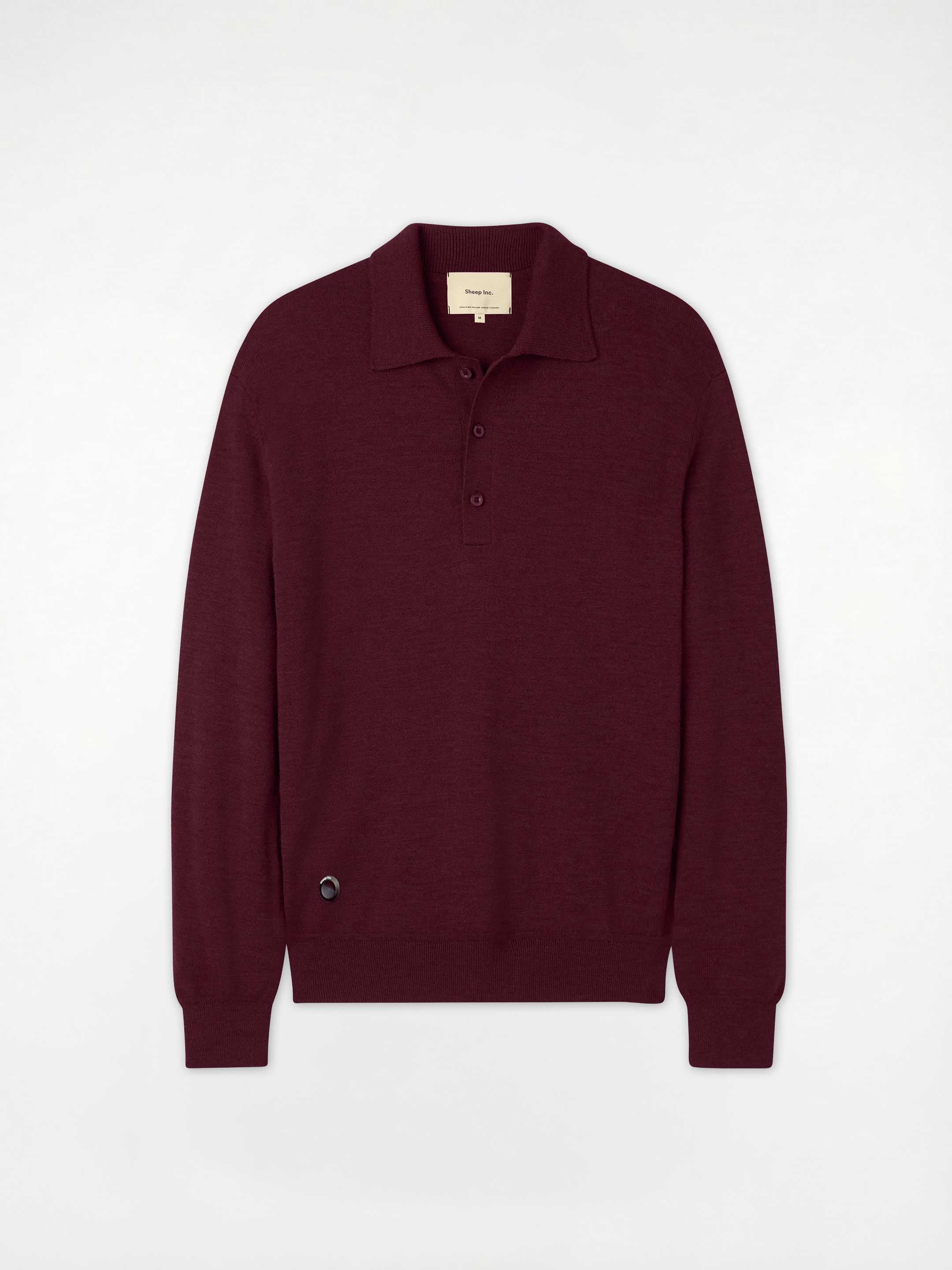 The Everyday Long Sleeve Polo Shirt - Konini Burgundy - Image 8