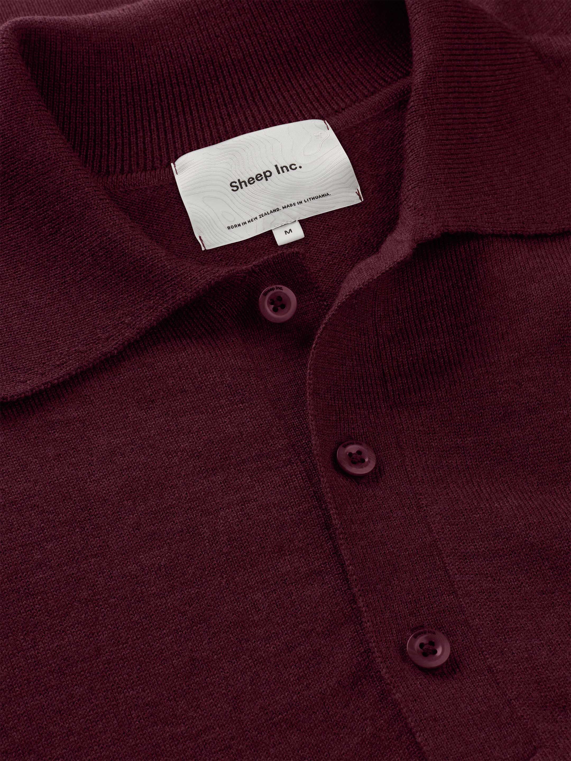 The Everyday Long Sleeve Polo Shirt - Konini Burgundy - Image 9