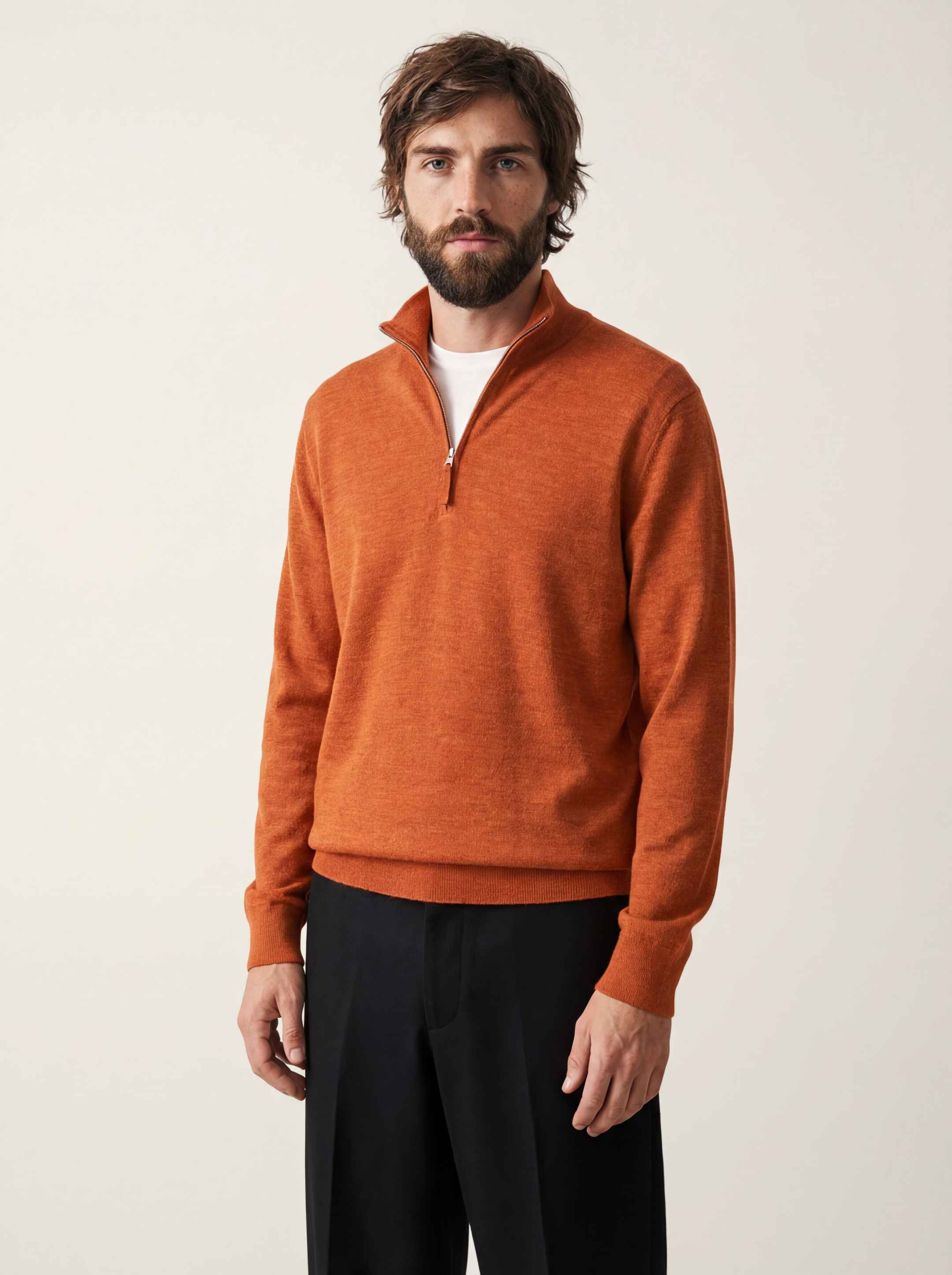 The Knitted Quarter Zip - Burnt Orange