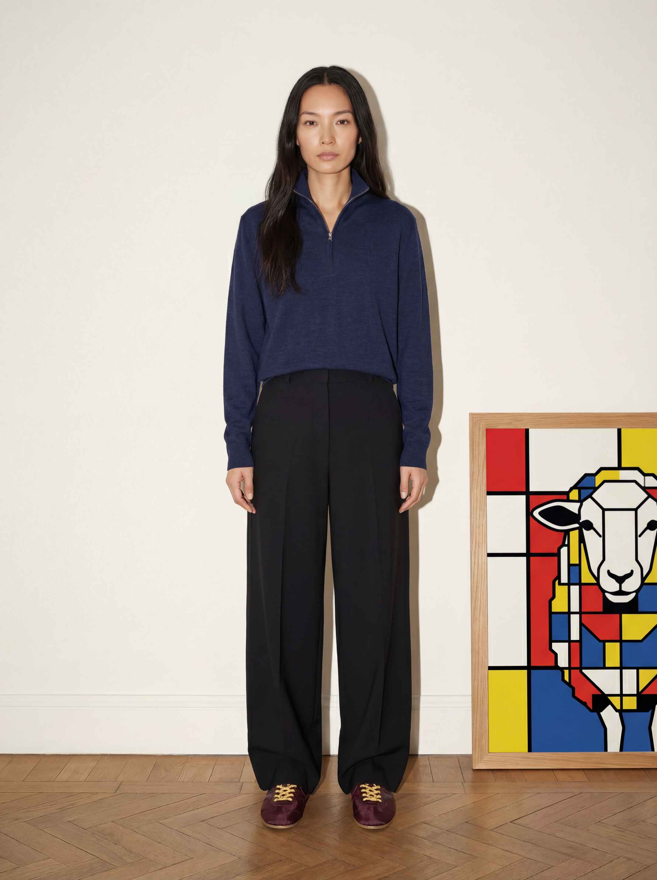 The Knitted Quarter Zip - Pacific Blue - Image 8