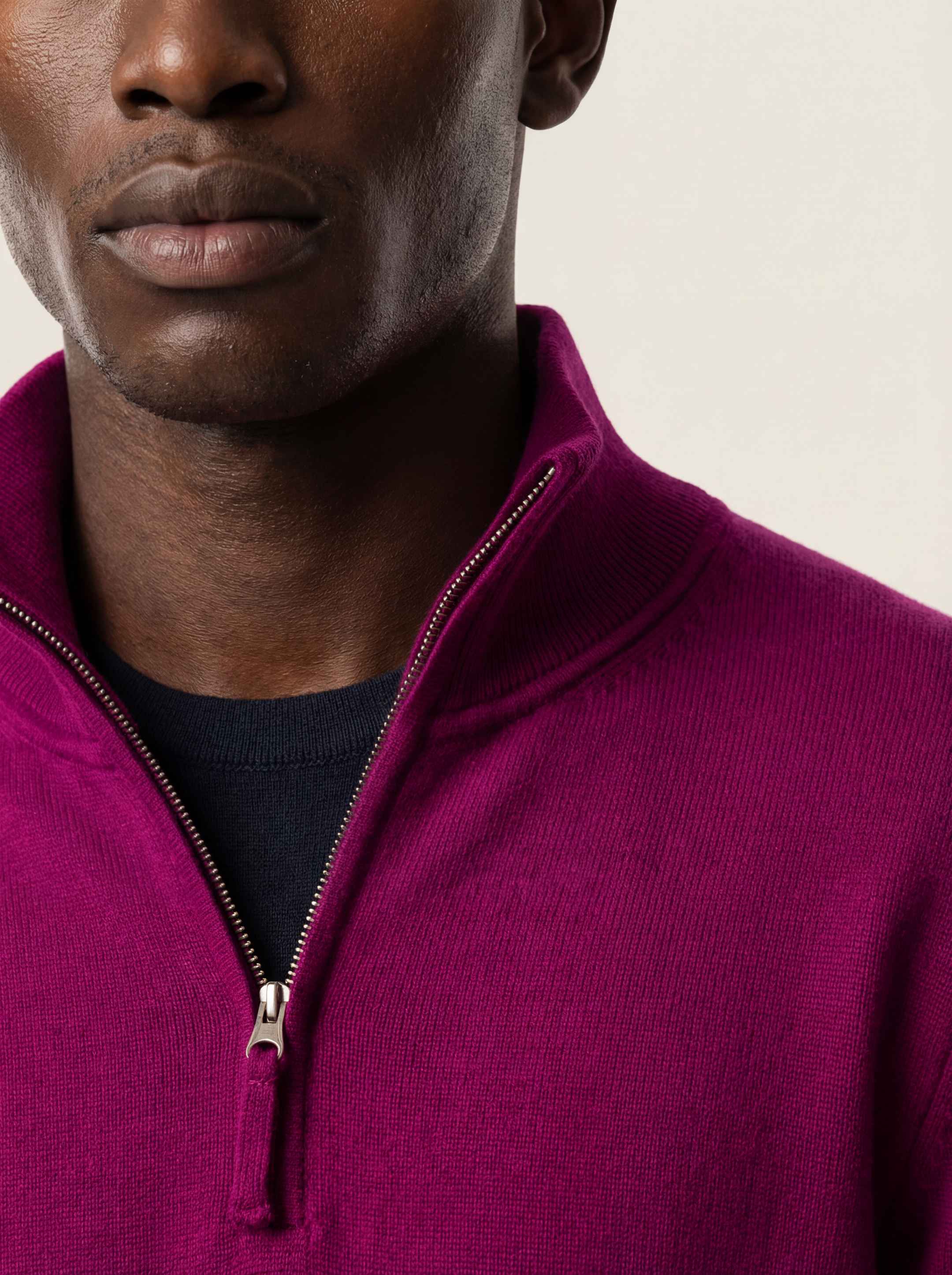 The Knitted Quarter Zip - Royal Purple - Image 5