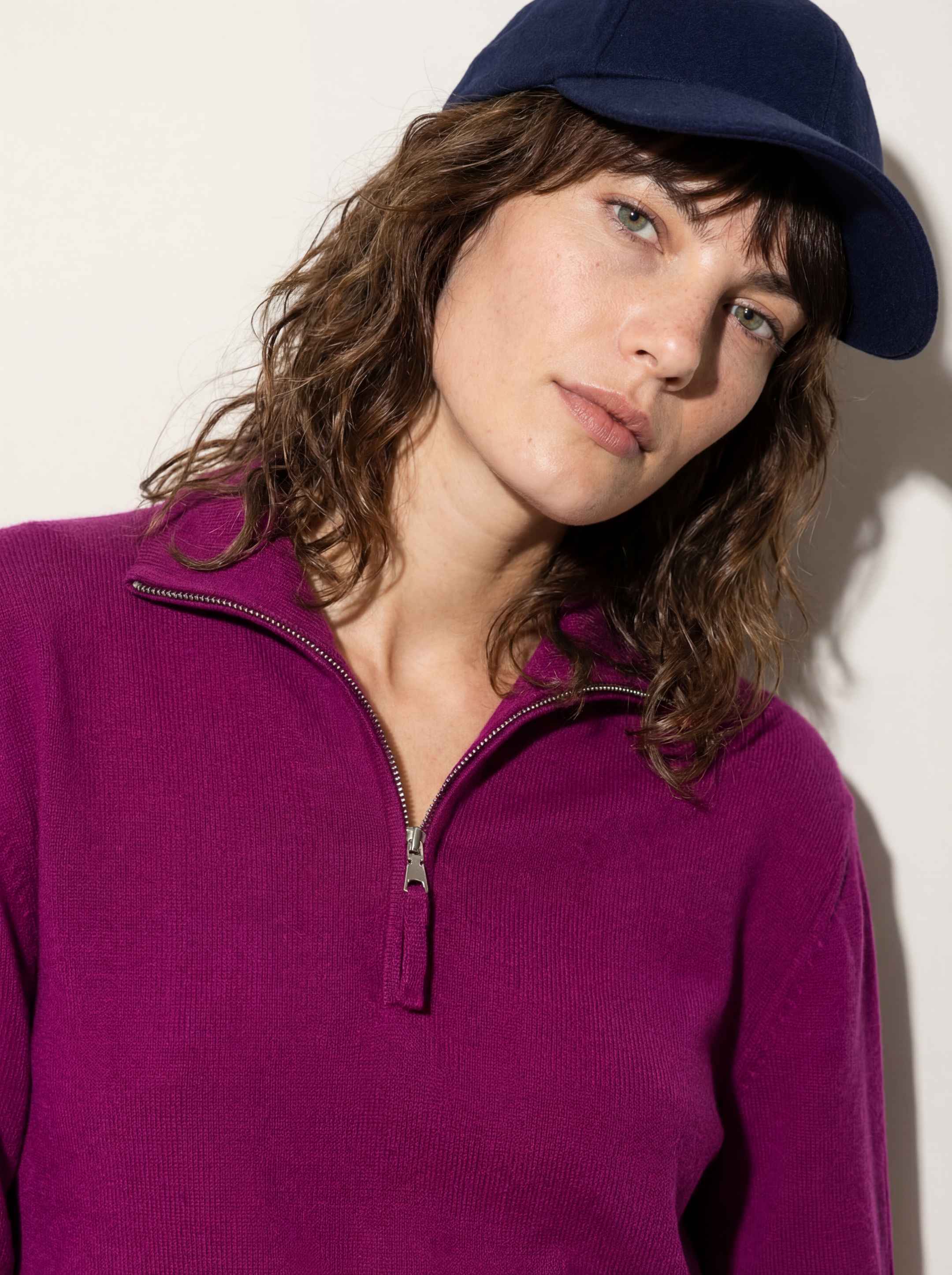 The Knitted Quarter Zip - Royal Purple - Image 8