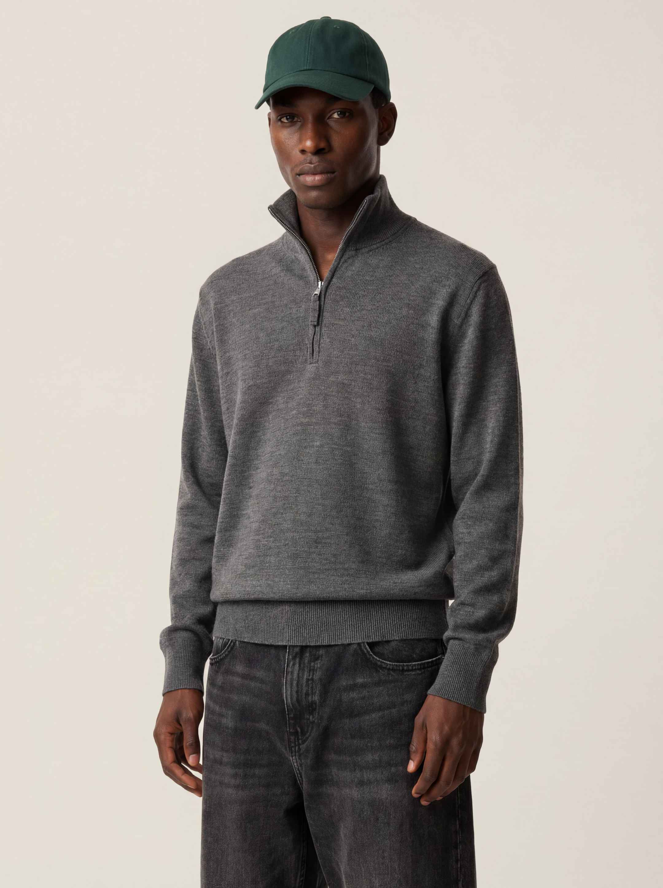The Knitted Quarter Zip - Slate Grey