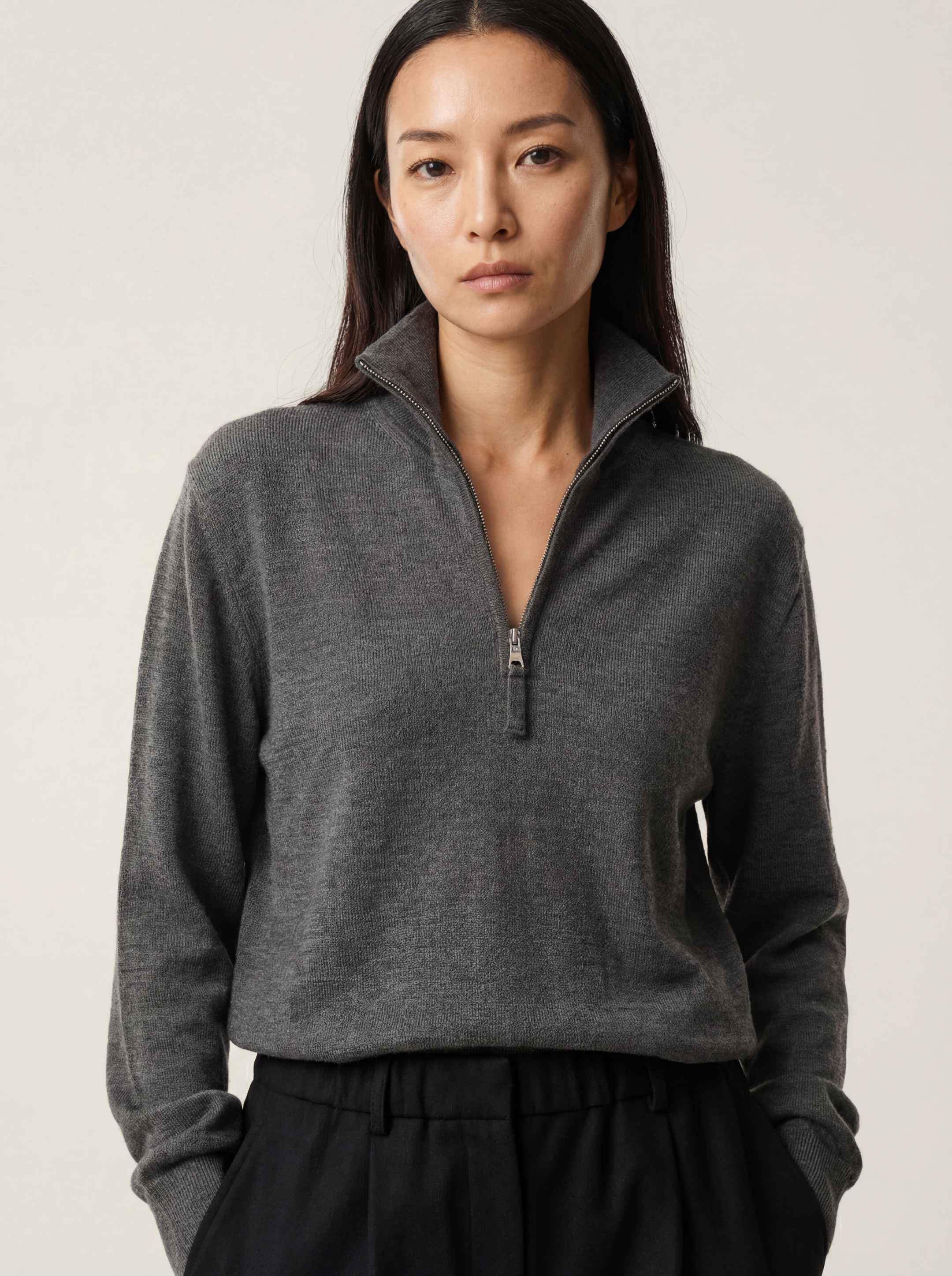 The Knitted Quarter Zip - Slate Grey - Image 2