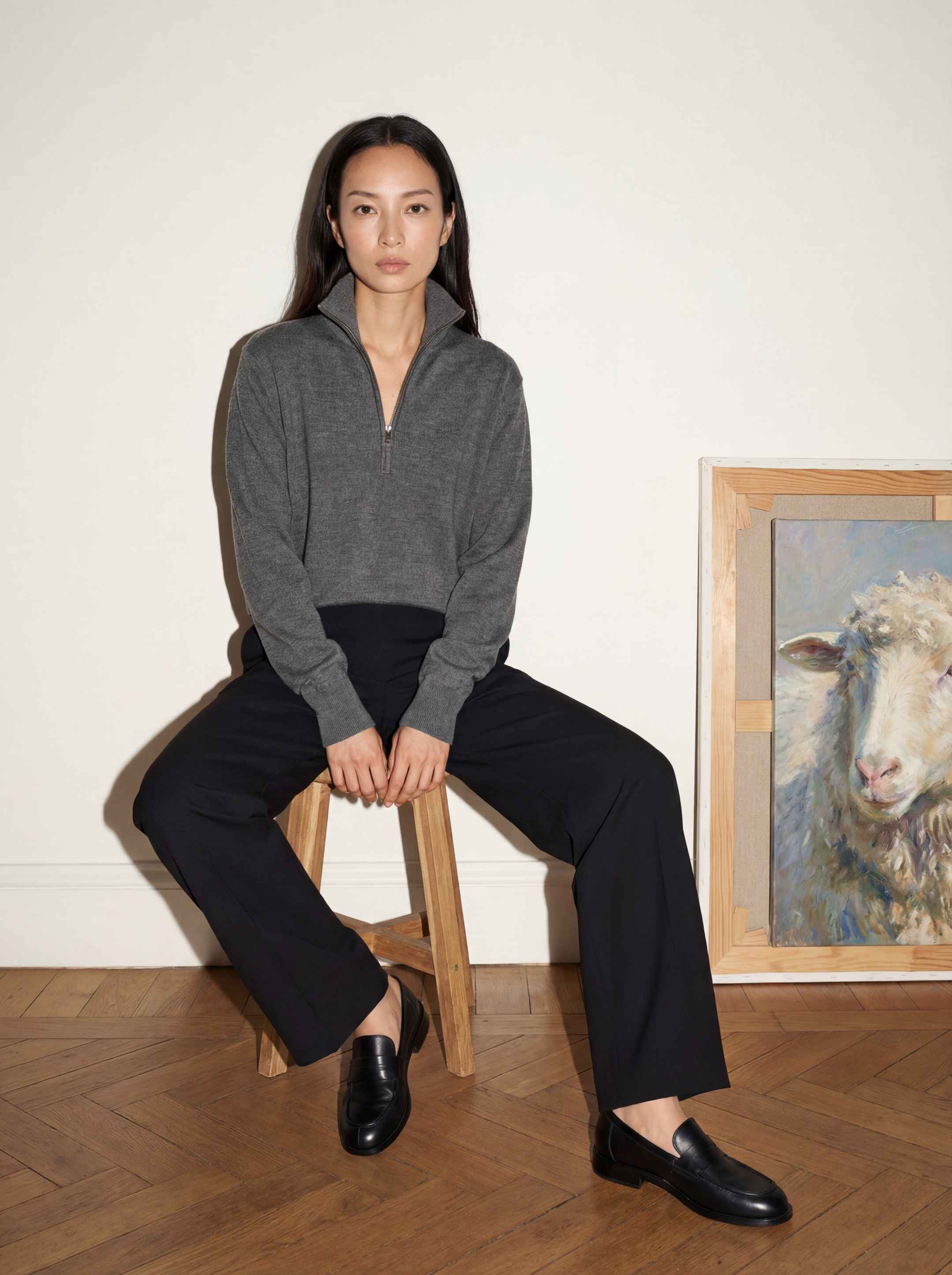 The Knitted Quarter Zip - Slate Grey - Image 8