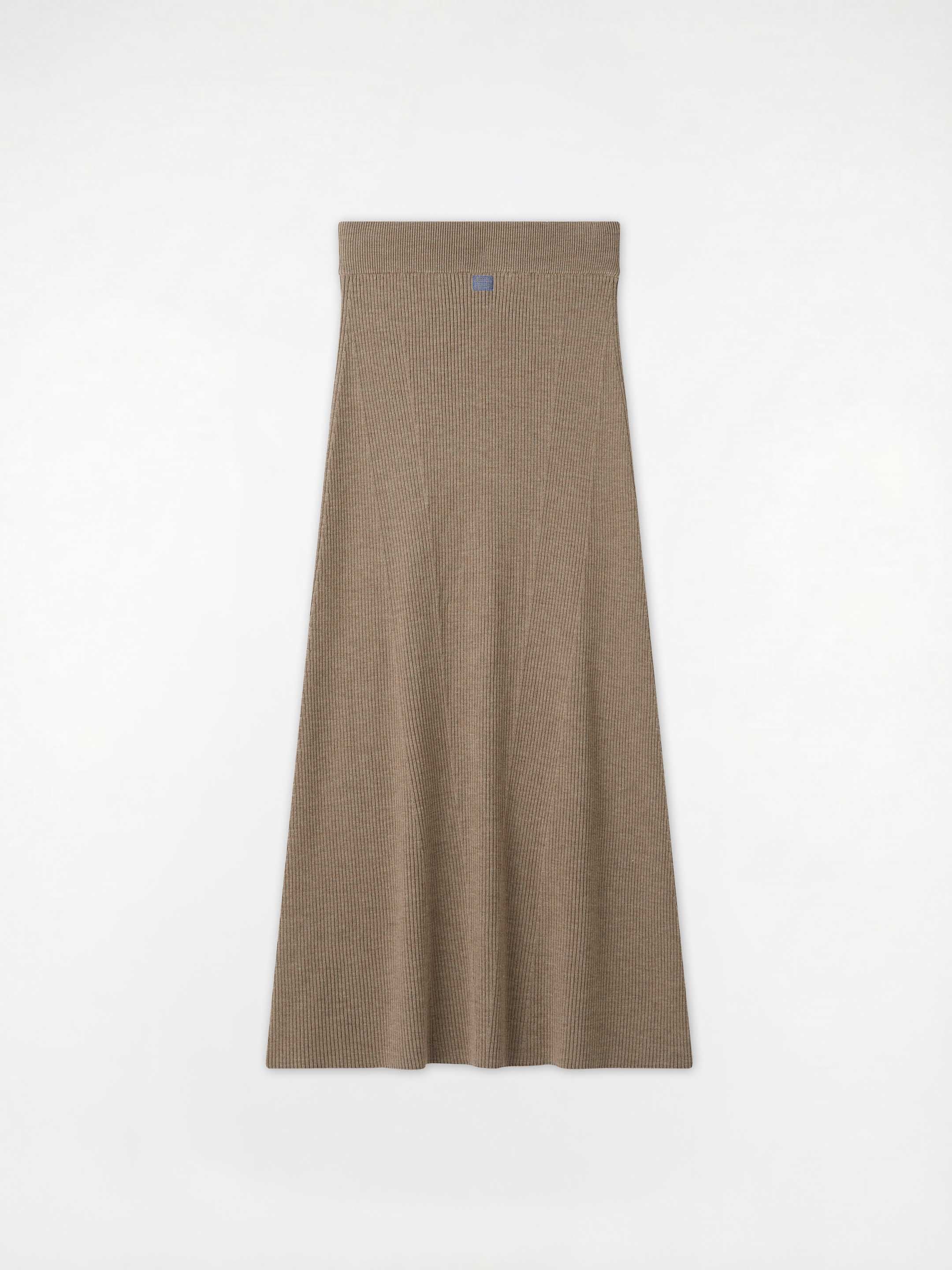 The Ribbed Knitted Skirt - Fawn Brown - Image 8