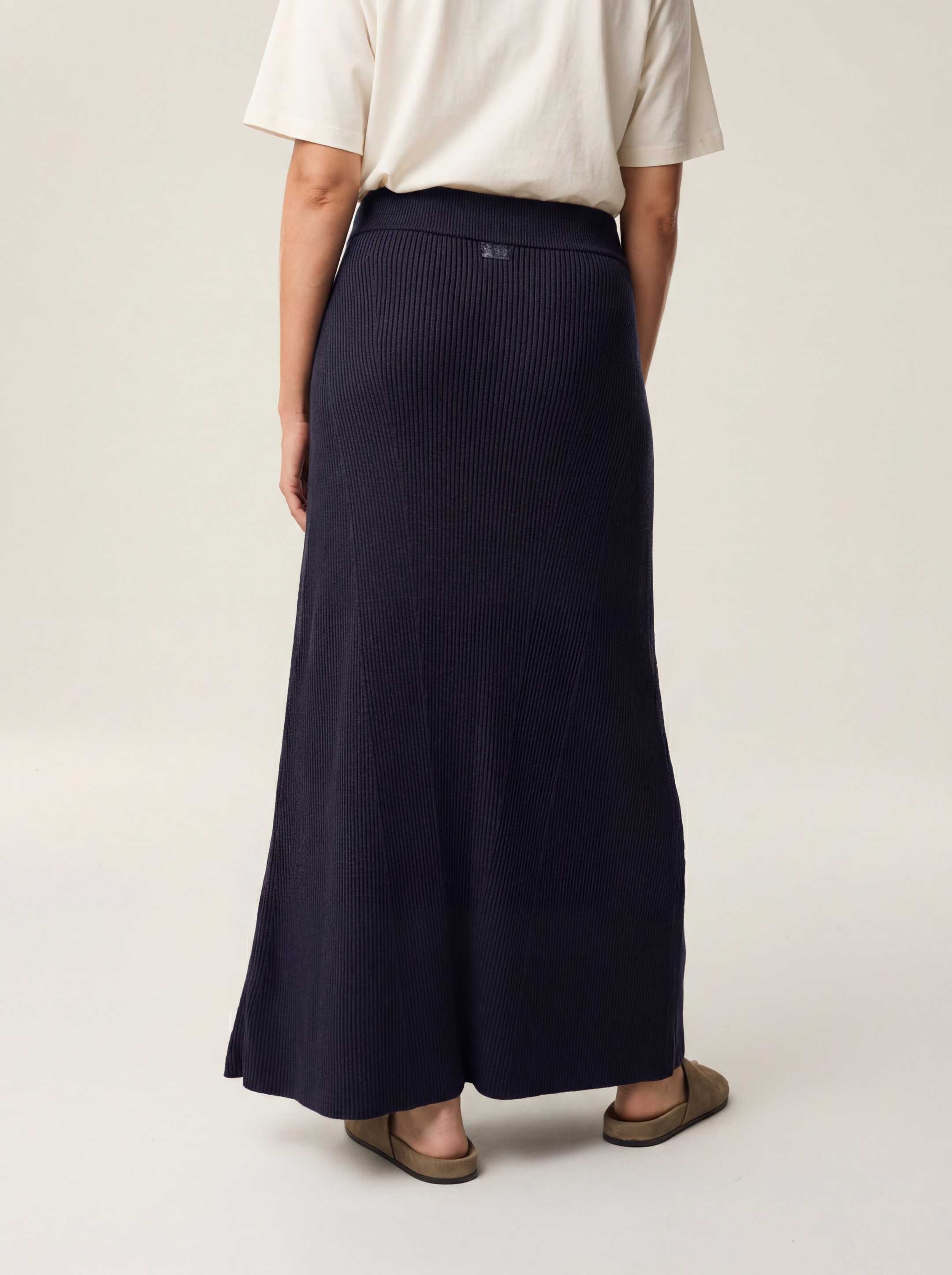 The Ribbed Knitted Skirt - Pacific Blue - Image 3