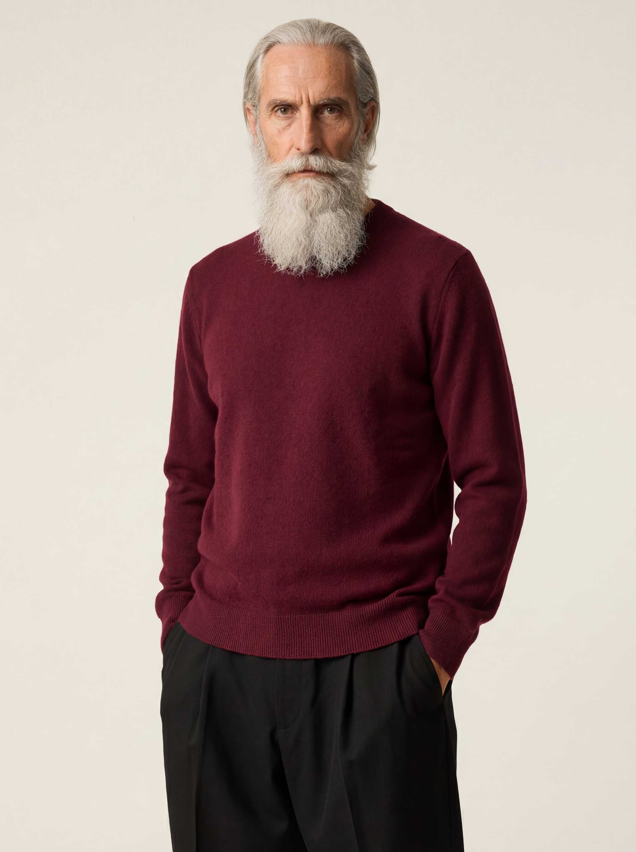 The Fine Knit Crewneck - Konini Burgundy