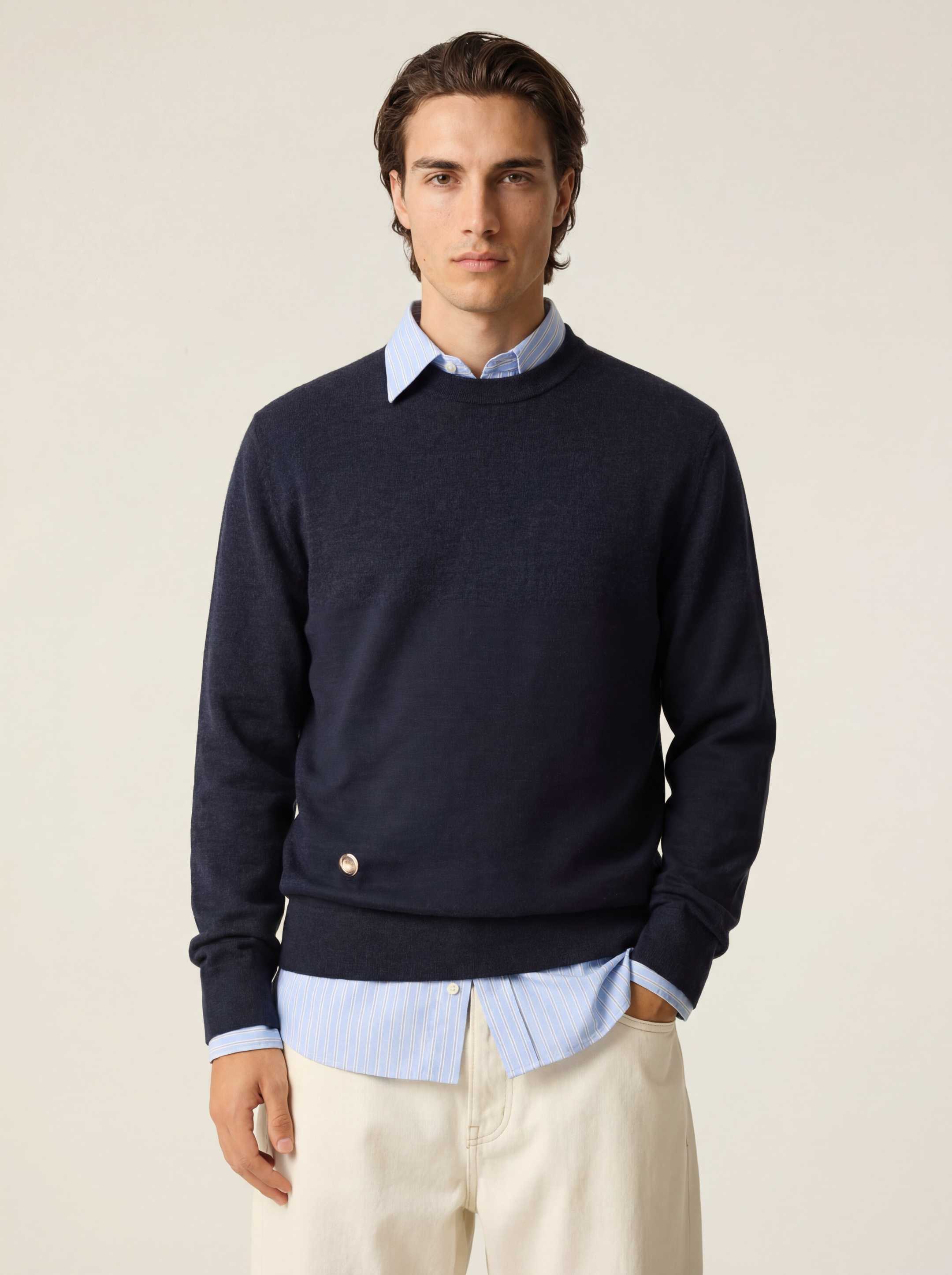 The Fine Knit Crewneck - Pacific Blue