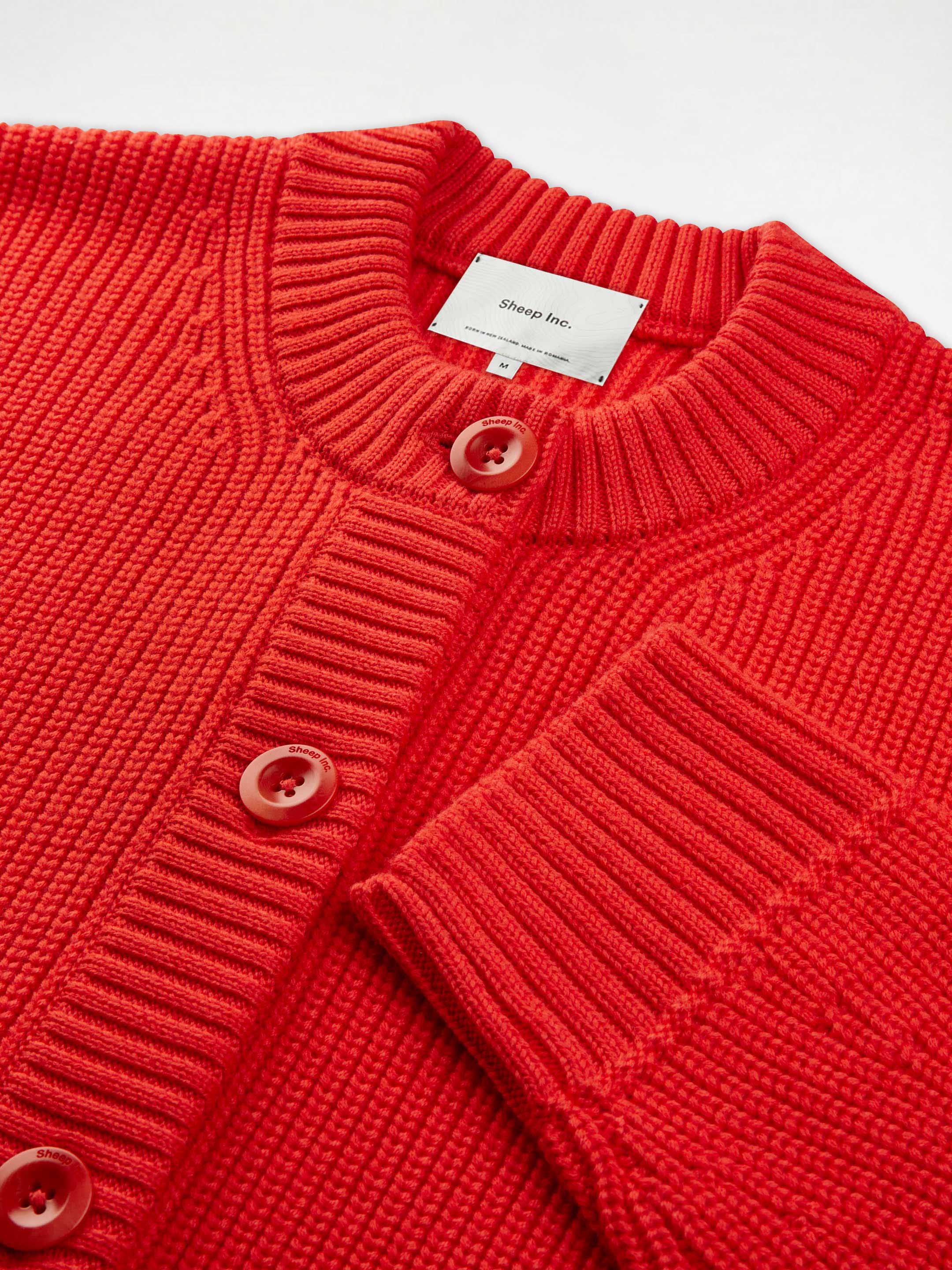 The Soft-Rib Cardigan - Poppy Red - Image 4