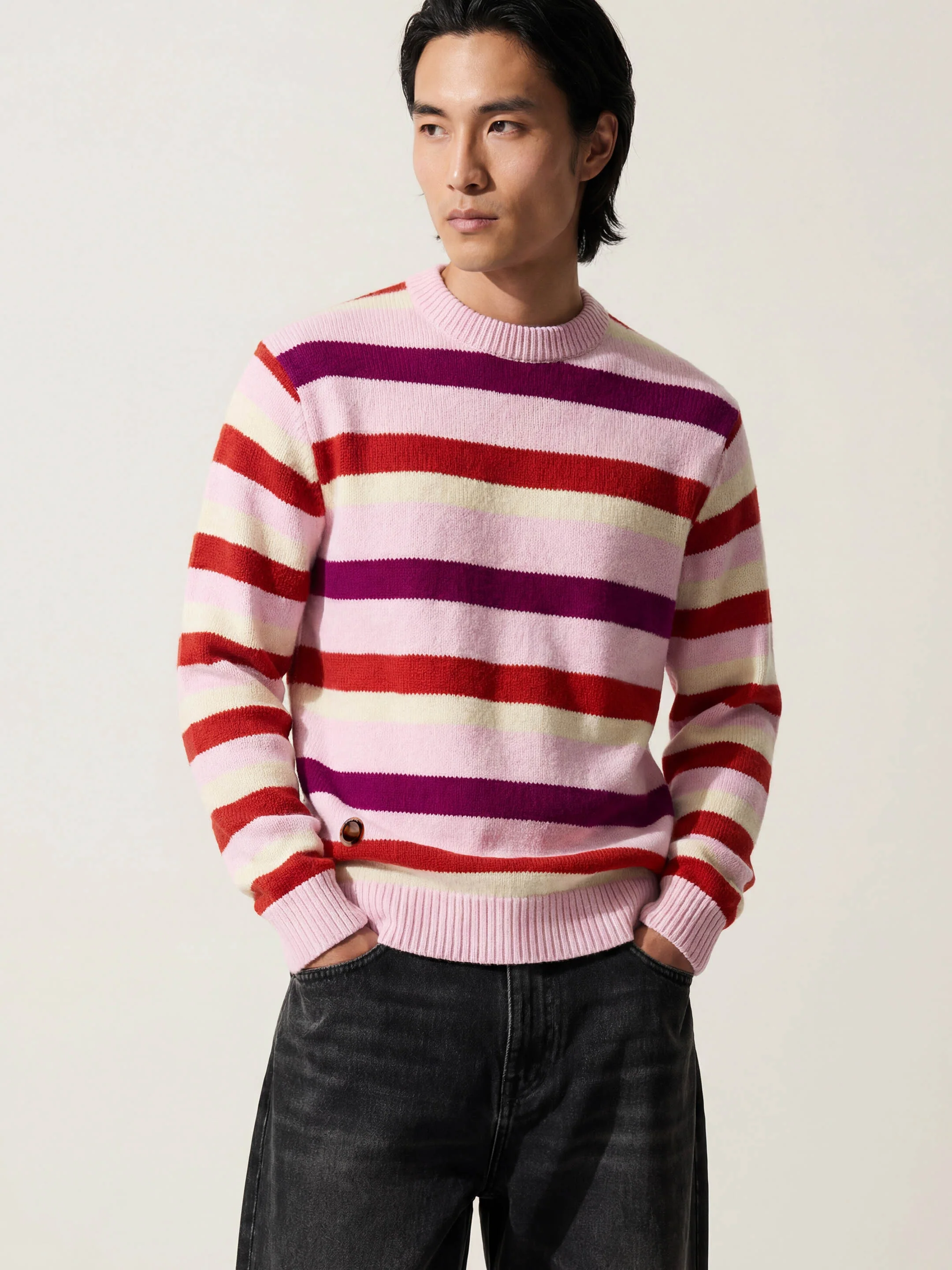 The Stripe Crewneck - Candyfloss Pink